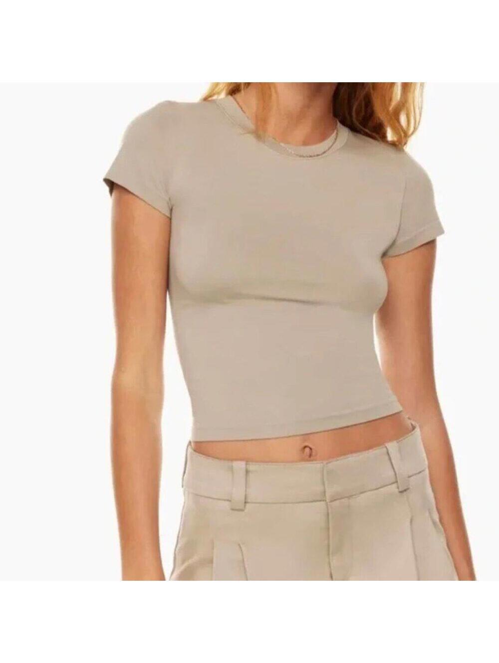 Aritzia Sunday Best Willow Sinch Tshirt - Taupe - Small